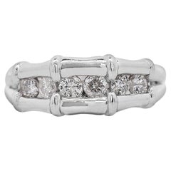 0.5 Carat Round Diamond Bamboo Style Platinum Channel Set Band Ring