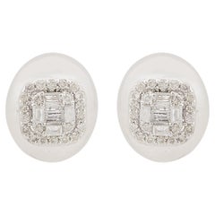0.5 Carat SI Clarity HI Color Diamond Cluster Stud Earrings 10 Karat White Gold