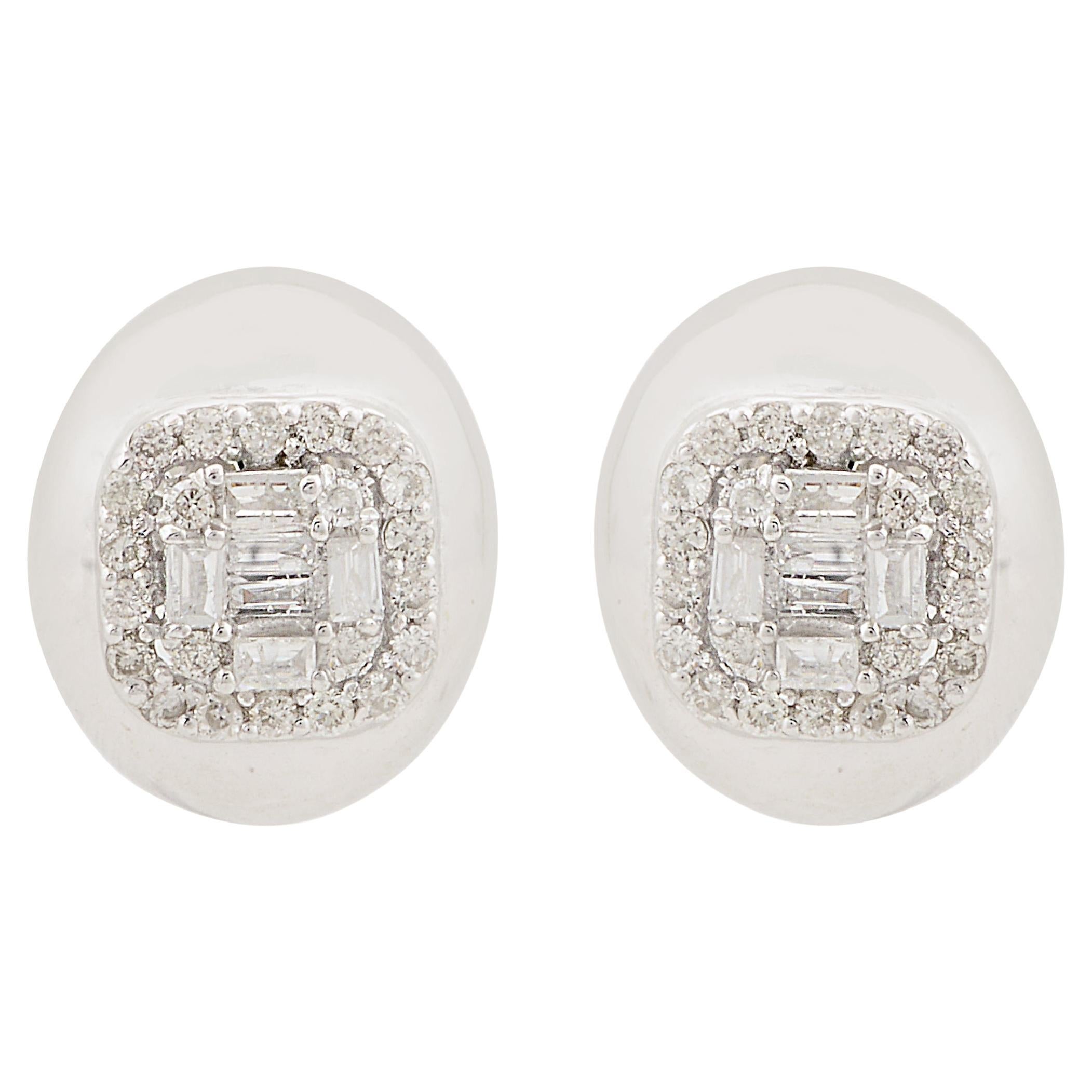 0,5 Karat SI Reinheit HI Farbe Diamant Cluster Ohrstecker 10 Karat Weißgold im Angebot