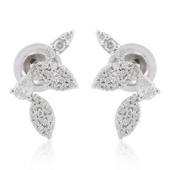 1/2 Karat SI Reinheit HI Farbe Birne Runde Diamant Ohrringe 18 Karat Weißgold