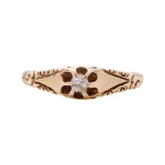.05 Carat Victorian Diamond 14 Karat Yellow Gold Engagement Ring