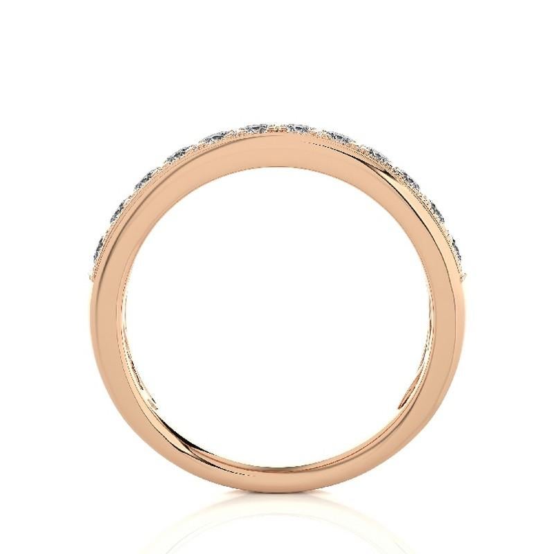 Modern 0.5 Ct Diamonds in 14K Rose Gold 1981 Classic collection Wedding Band Ring For Sale