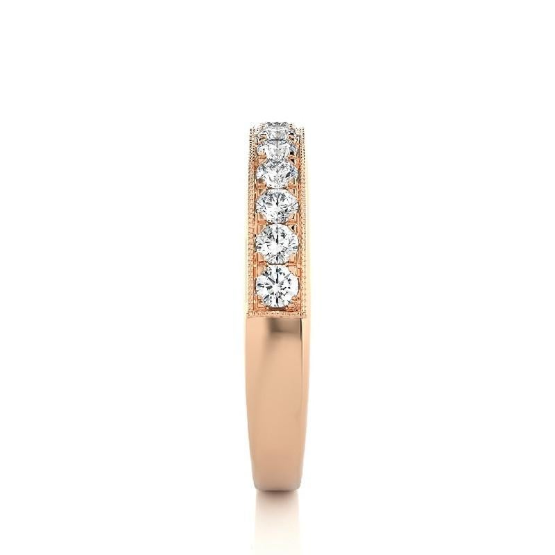Round Cut 0.5 Ct Diamonds in 14K Rose Gold 1981 Classic collection Wedding Band Ring For Sale
