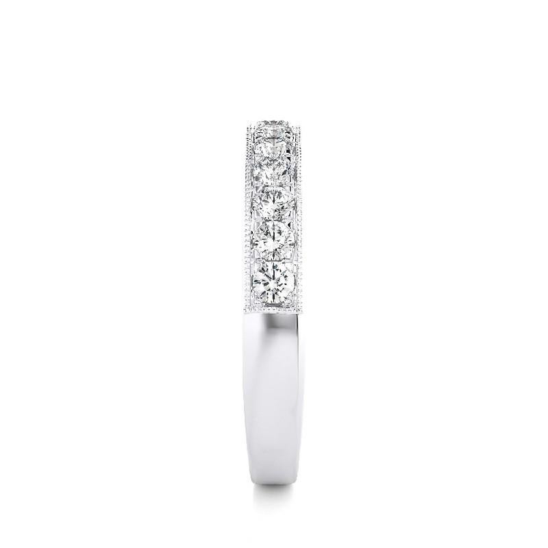 Round Cut 0.5 Ct Diamonds in 14K White Gold 1981 Classic collection Wedding Band Ring For Sale
