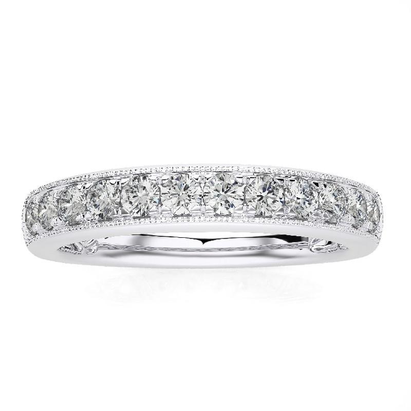 0.5 Ct Diamonds in 14K White Gold 1981 Classic collection Wedding Band Ring For Sale