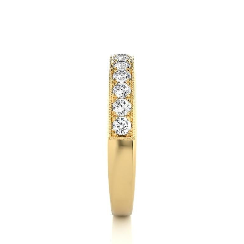 Round Cut 0.5 Ct Diamonds in 14K Yellow Gold 1981 Classic collection Wedding Band Ring For Sale