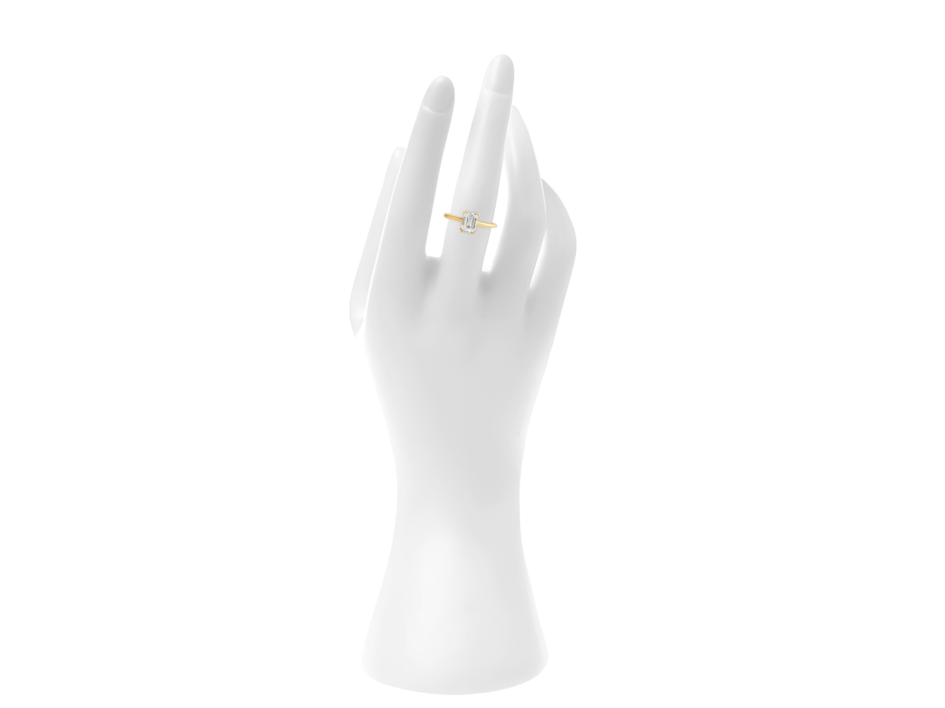For Sale:  0.5 ct Emerald cut moissanite 14k gold ring 2