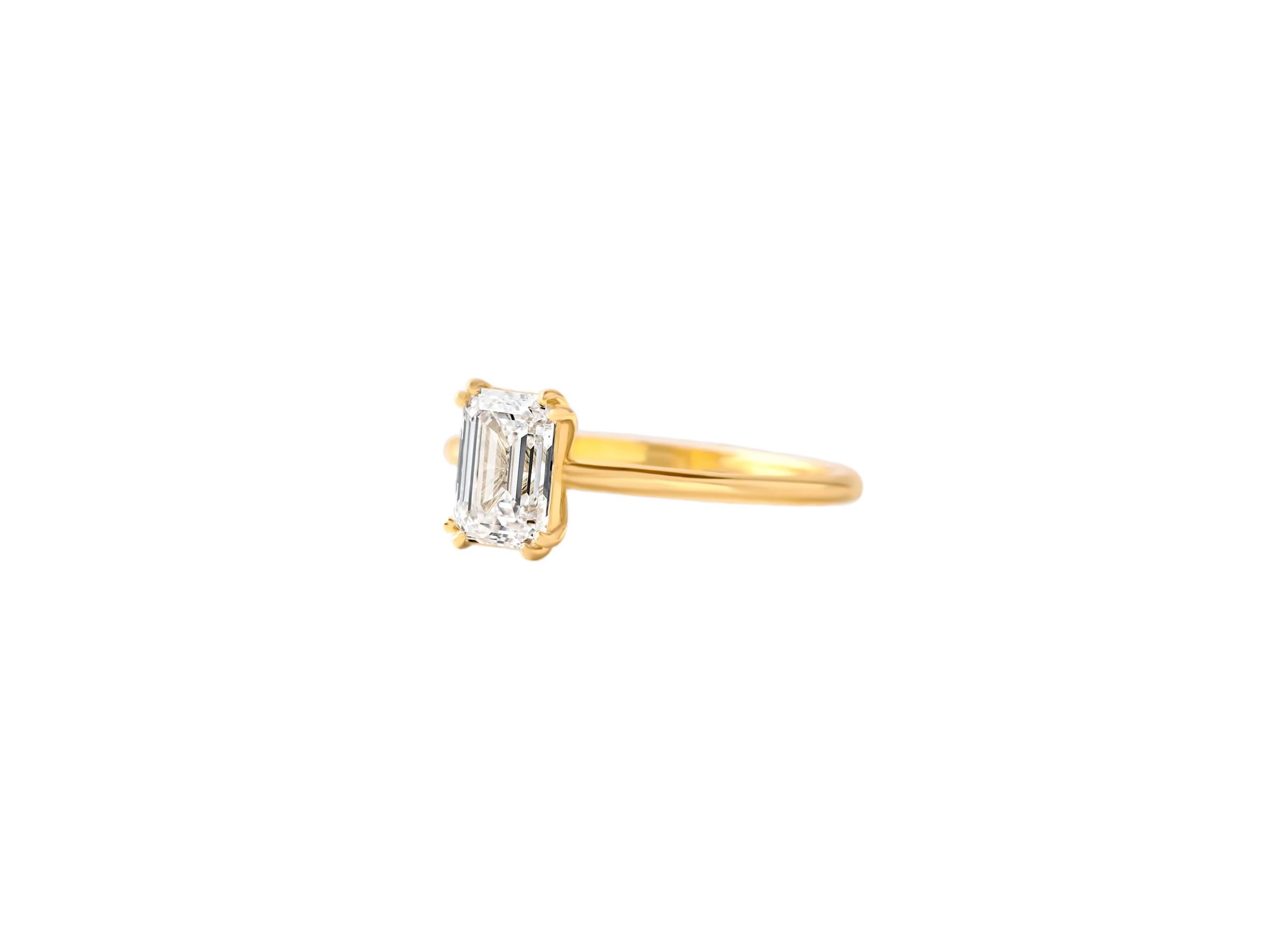 For Sale:  0.5 ct Emerald cut moissanite 14k gold ring 3