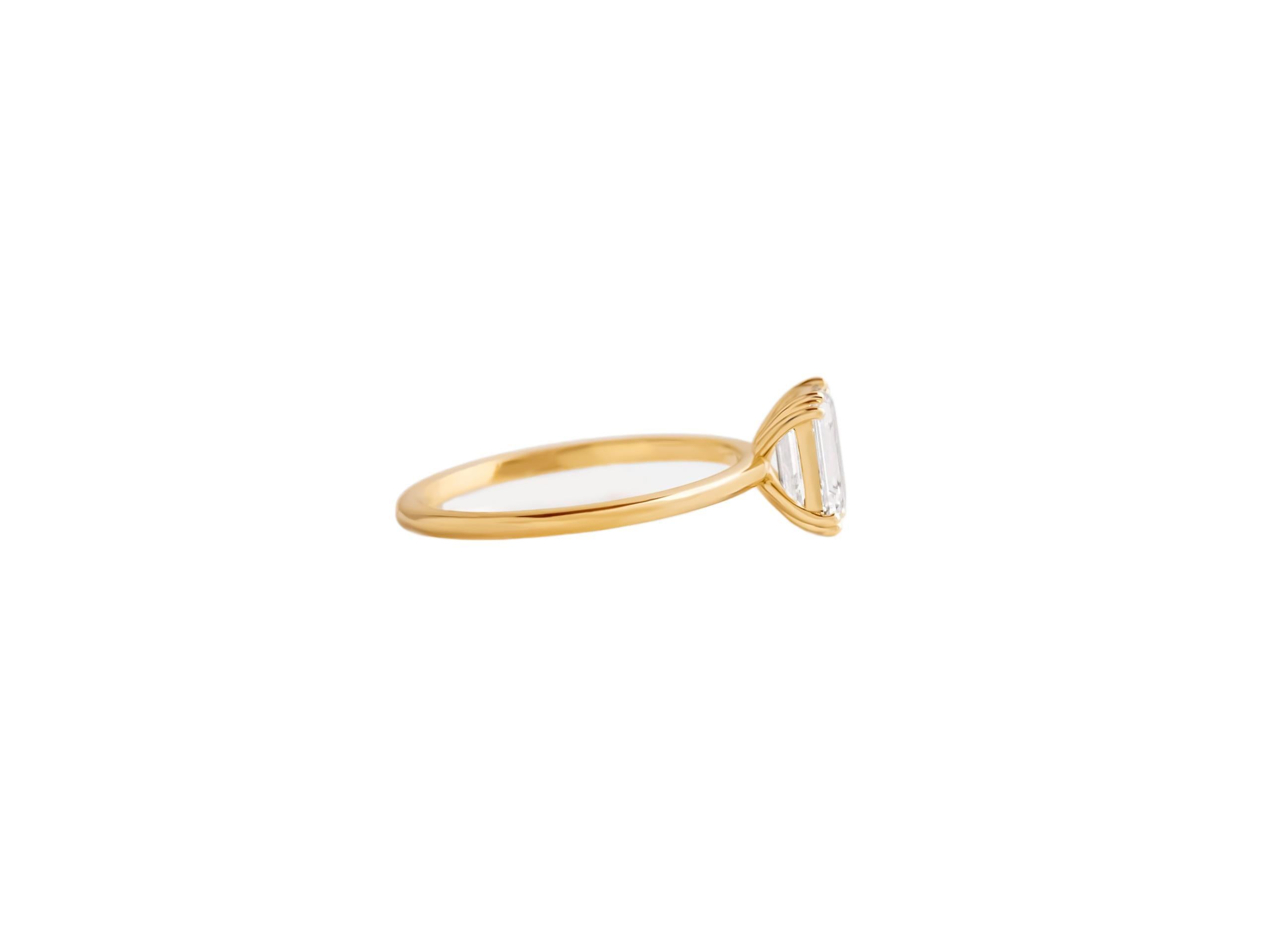 For Sale:  0.5 ct Emerald cut moissanite 14k gold ring 4