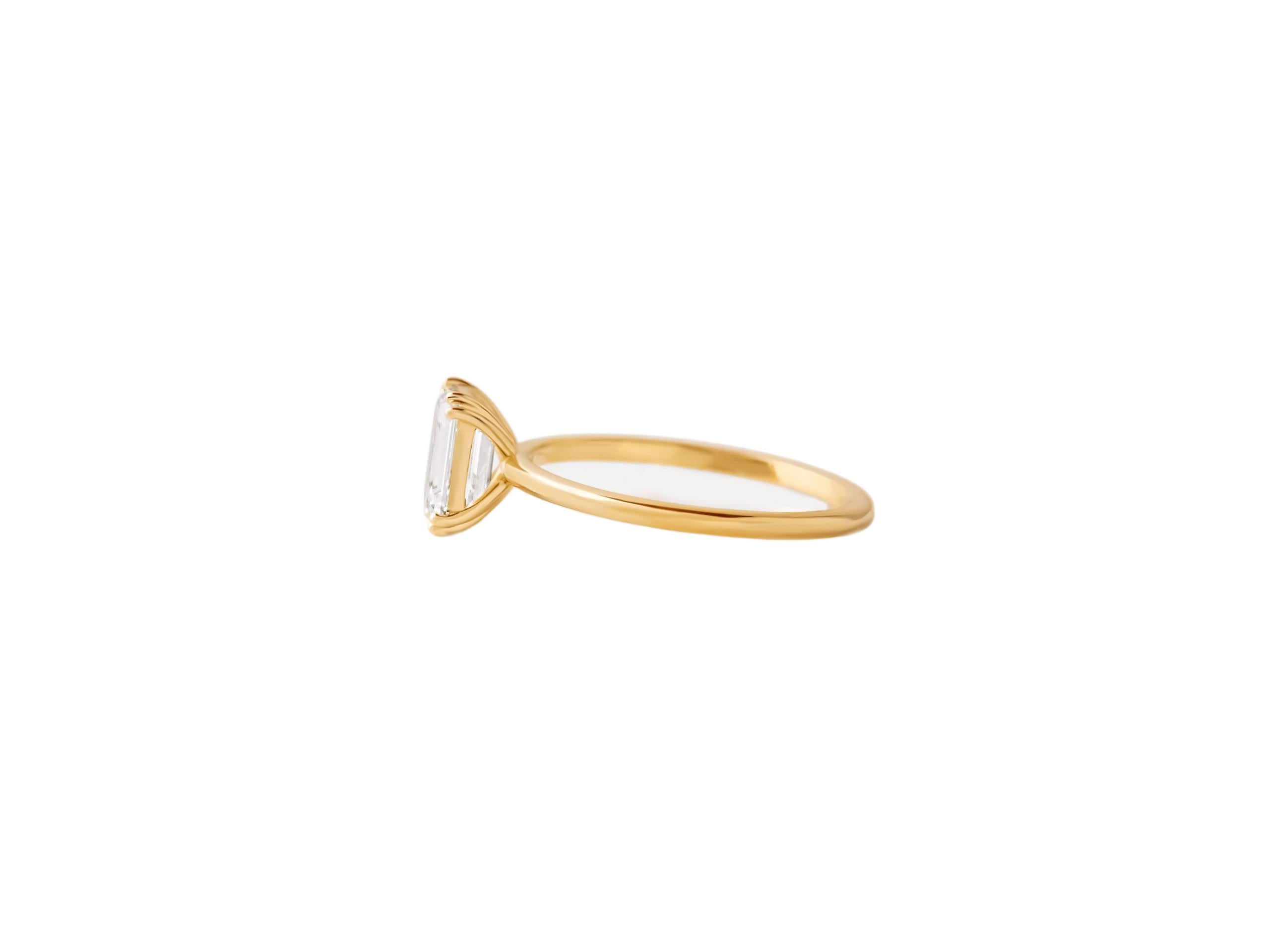 For Sale:  0.5 ct Emerald cut moissanite 14k gold ring 5