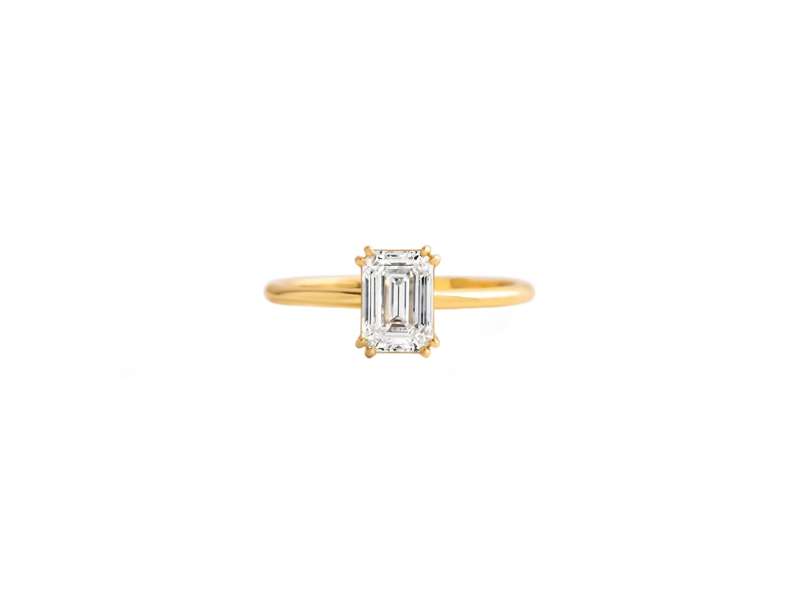For Sale:  0.5 ct Emerald cut moissanite 14k gold ring 7