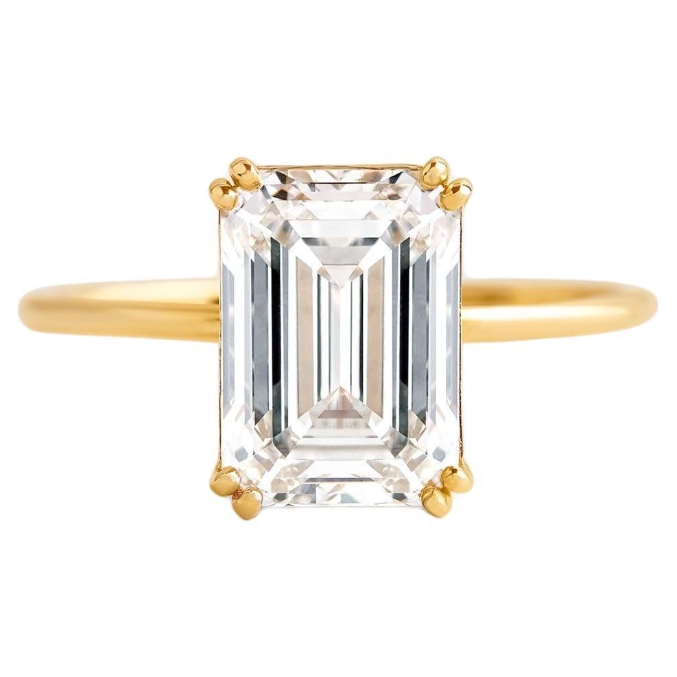 For Sale:  1 ct Emerald cut moissanite 14k gold ring