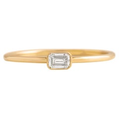  0,5 Karat Smaragdschliff Moisanit 14k Gold Ring.