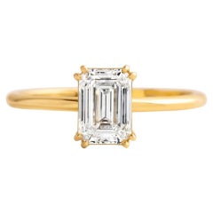 0.5 ct Emerald cut moissanite 14k gold ring