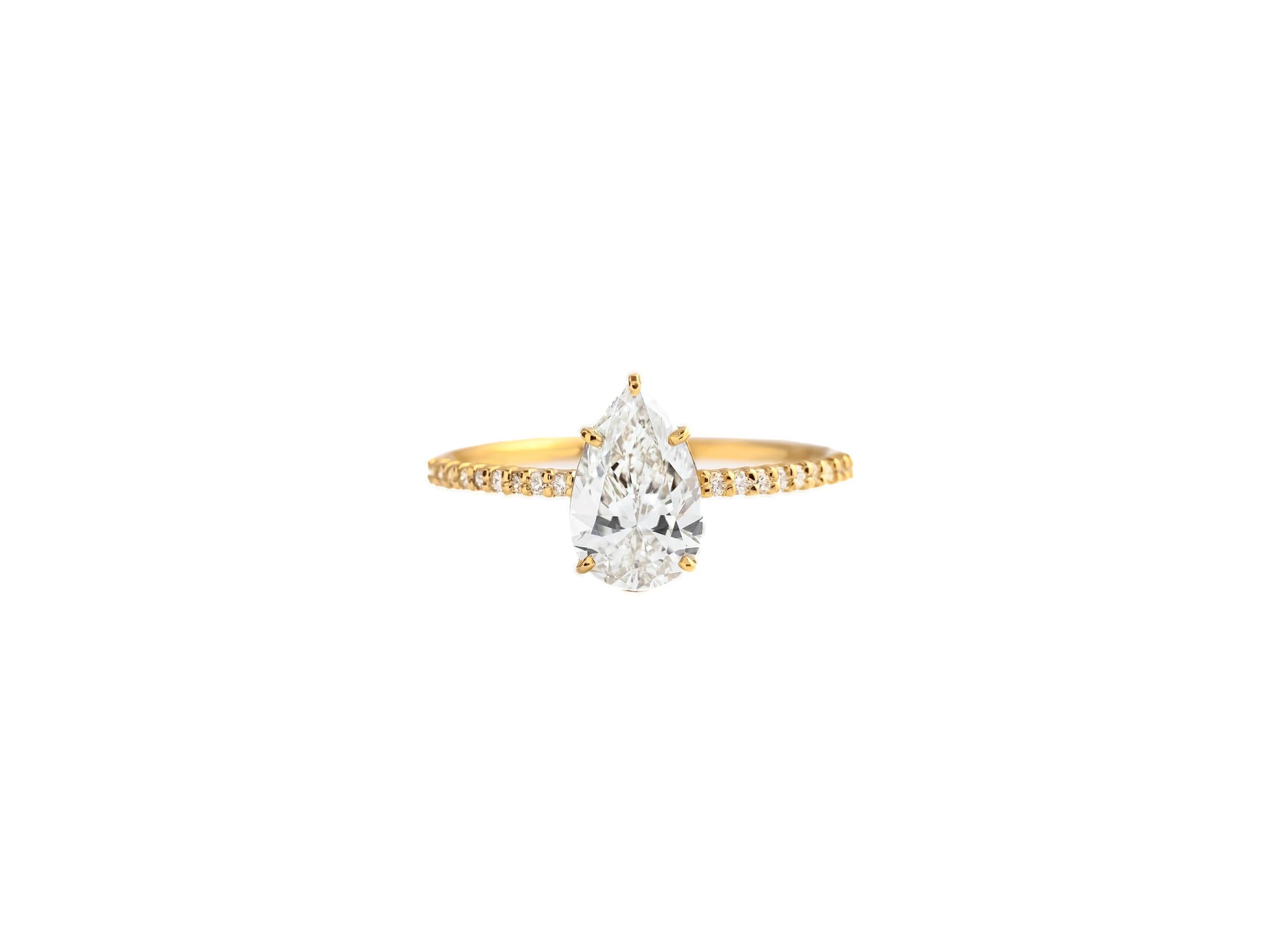 For Sale:  0.5 ct Pear moissanite 14k gold ring.  2