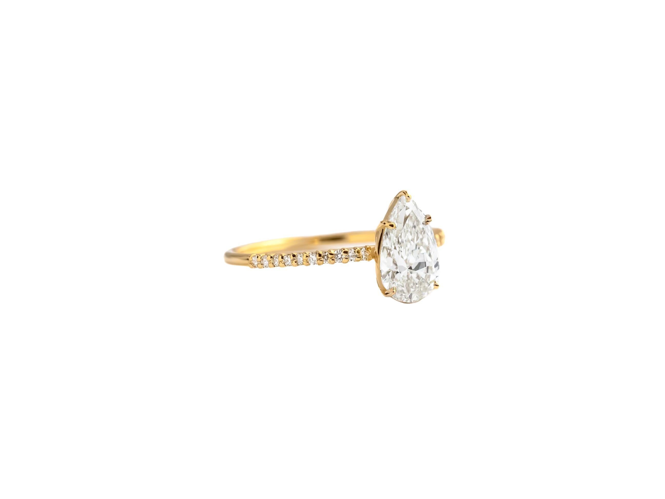 En venta: 0,5 ct Anillo de oro de 14k con moissanita pera  3