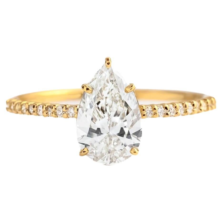 0.5 ct Pear moissanite 14k gold ring