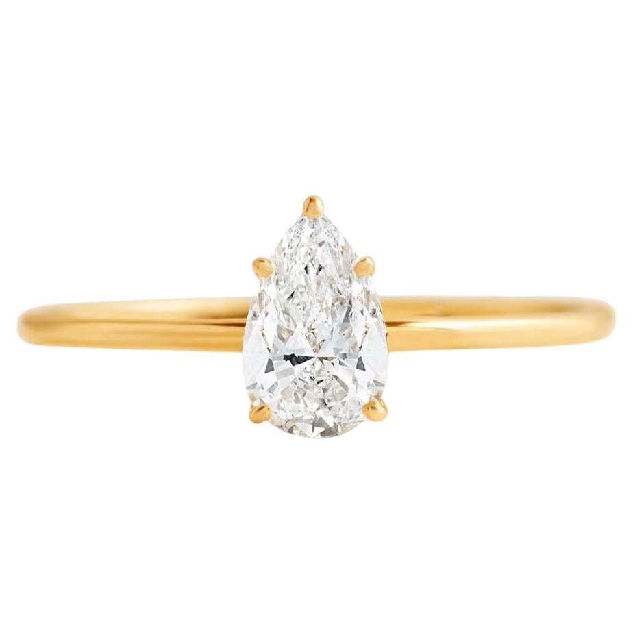 0.5 ct Pear moissanite 14k gold ring