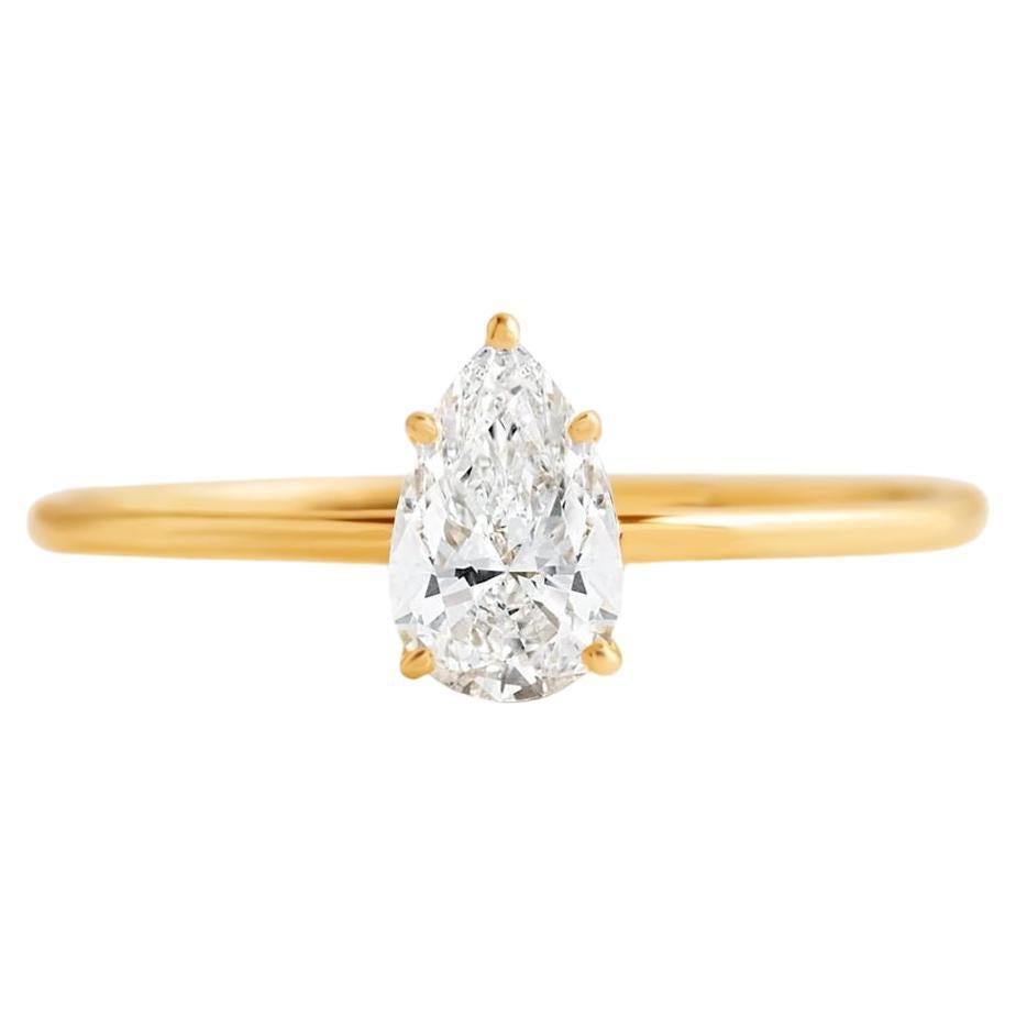 0.5 ct Pear moissanite solitaire 14k gold ring For Sale