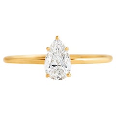 0.5 ct Moissanite poire solitaire bague or 14k