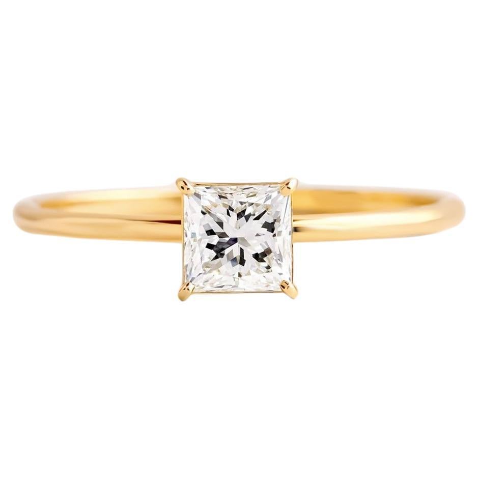 For Sale:  0.5 ct Princess cut moissanite 14k gold ring