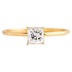 0.5 ct Princess cut moissanite 14k gold ring