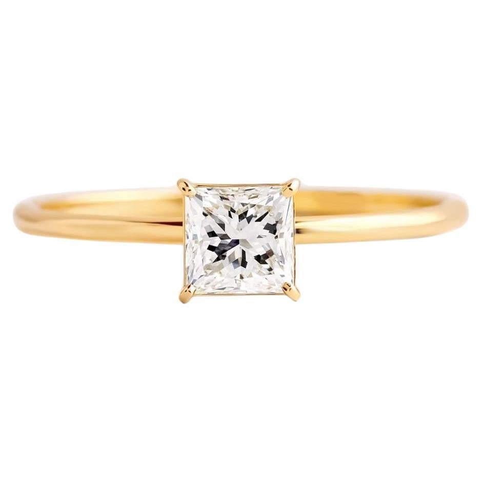 0.5 ct Princess cut moissanite 14k gold ring
