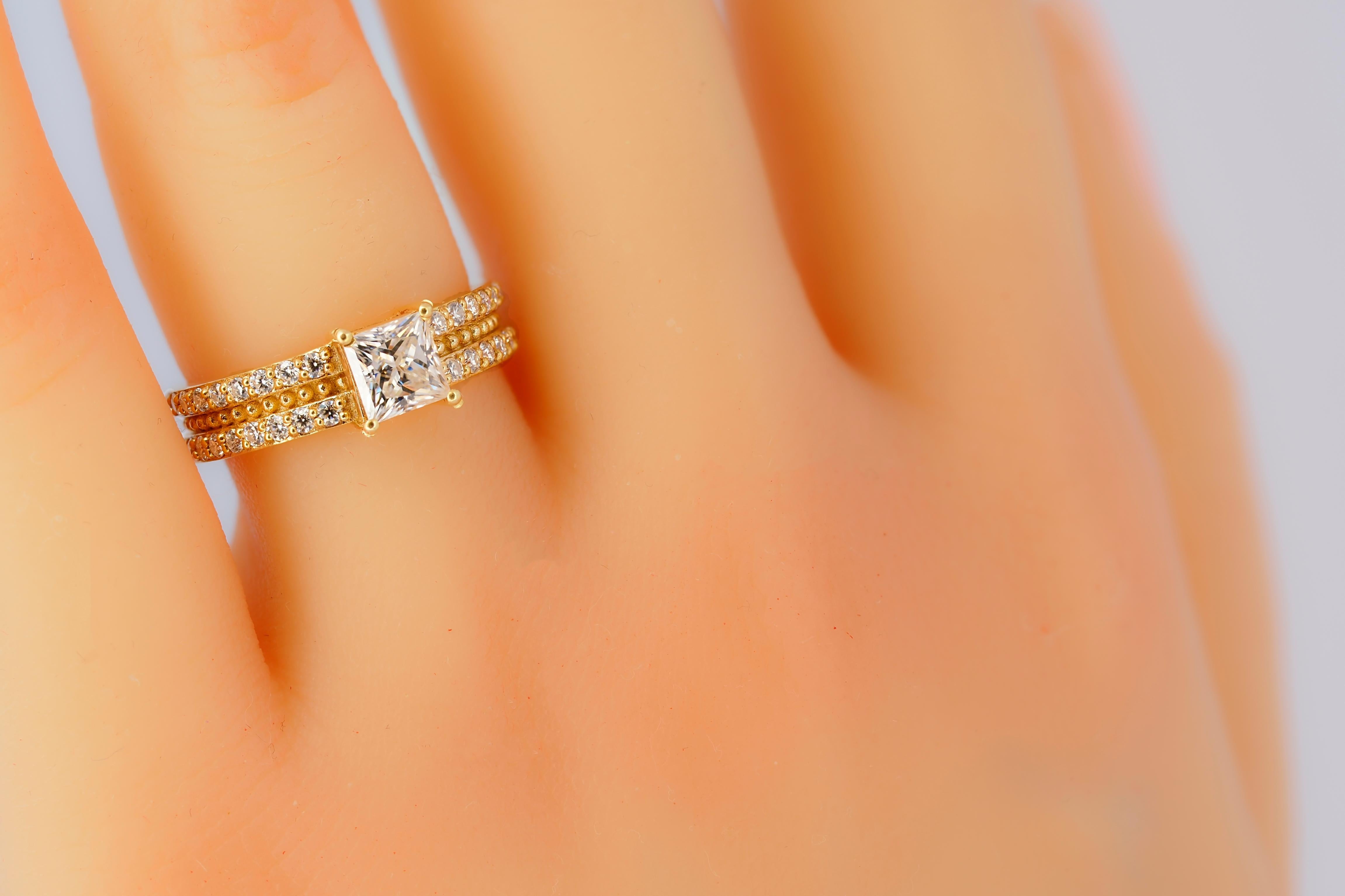 For Sale:  0.5 ct princess moissanite engagement ring in 14k gold.  8