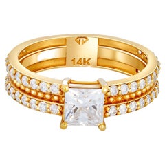 0.5 ct princess moissanite engagement ring in 14k gold