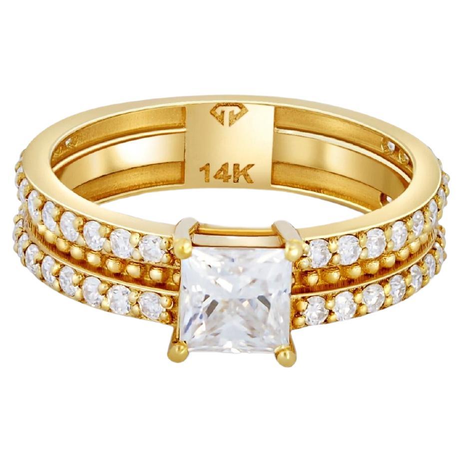 0.5 ct princess moissanite engagement ring in 14k gold