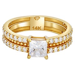 0.5 ct princess moissanite engagement ring in 14k gold