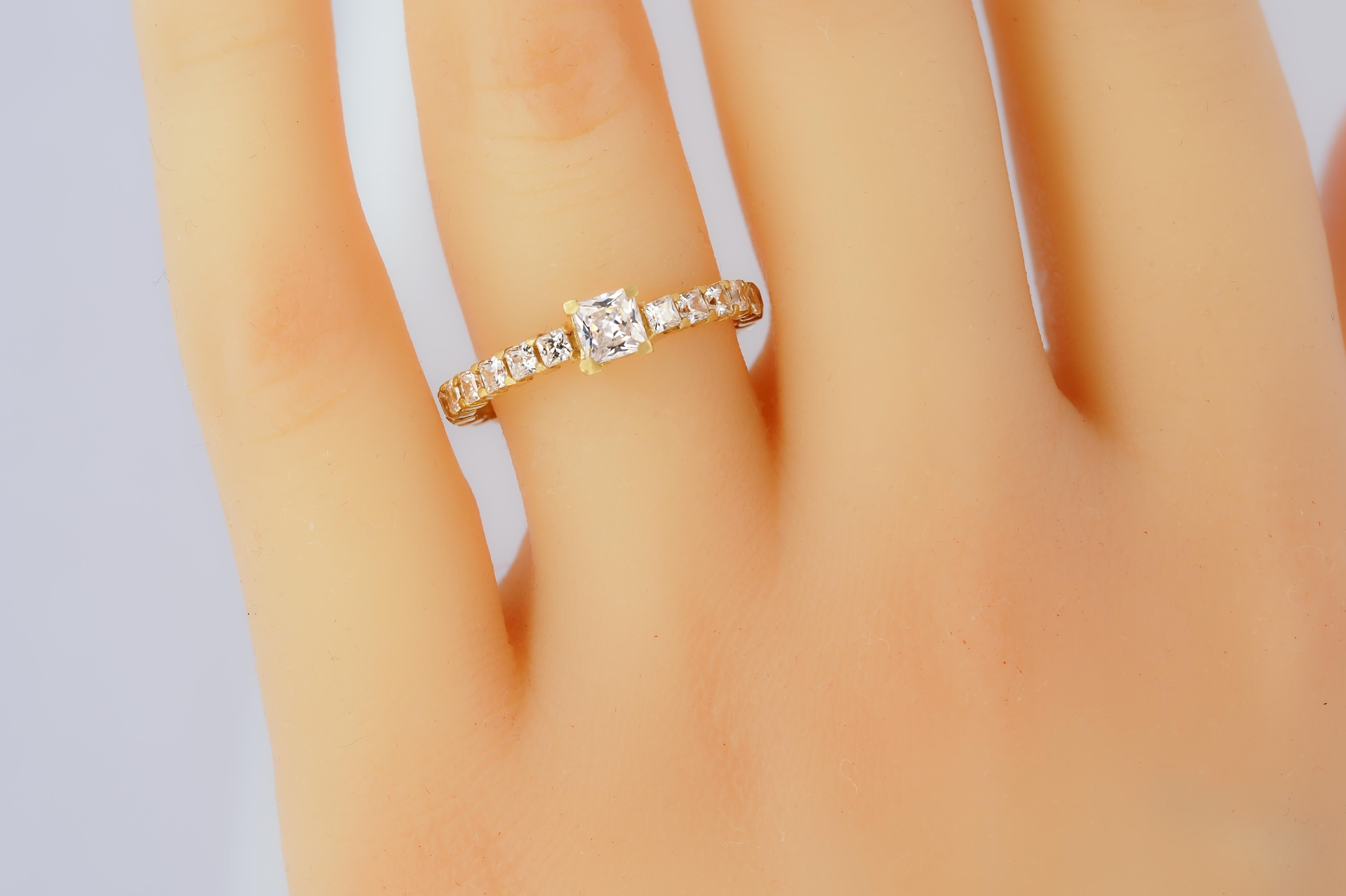 in vendita:  Anello di fidanzamento per l'eternità con moissanite princess da 0,5 carati in oro 14k 5