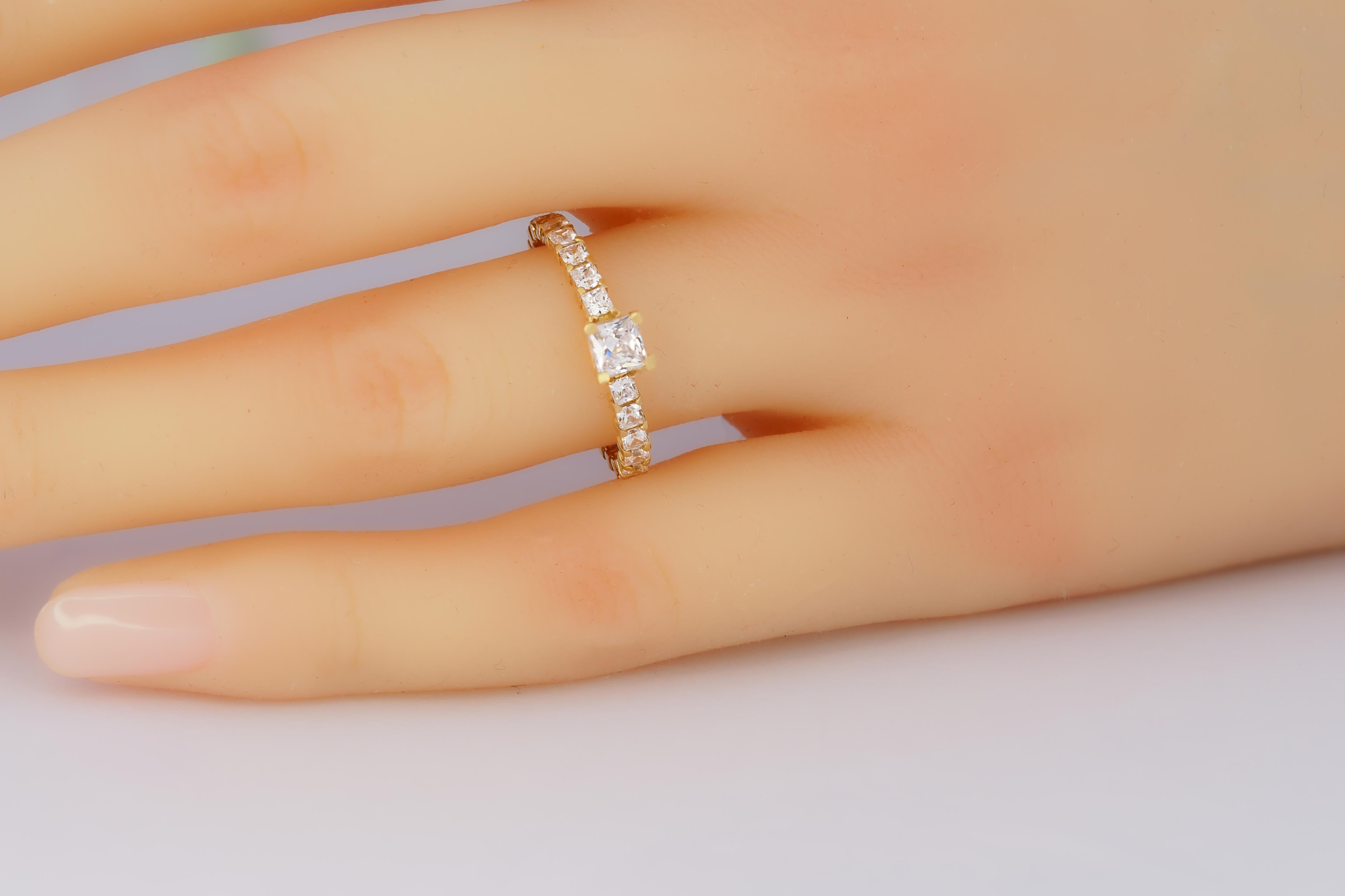 in vendita:  Anello di fidanzamento per l'eternità con moissanite princess da 0,5 carati in oro 14k 6