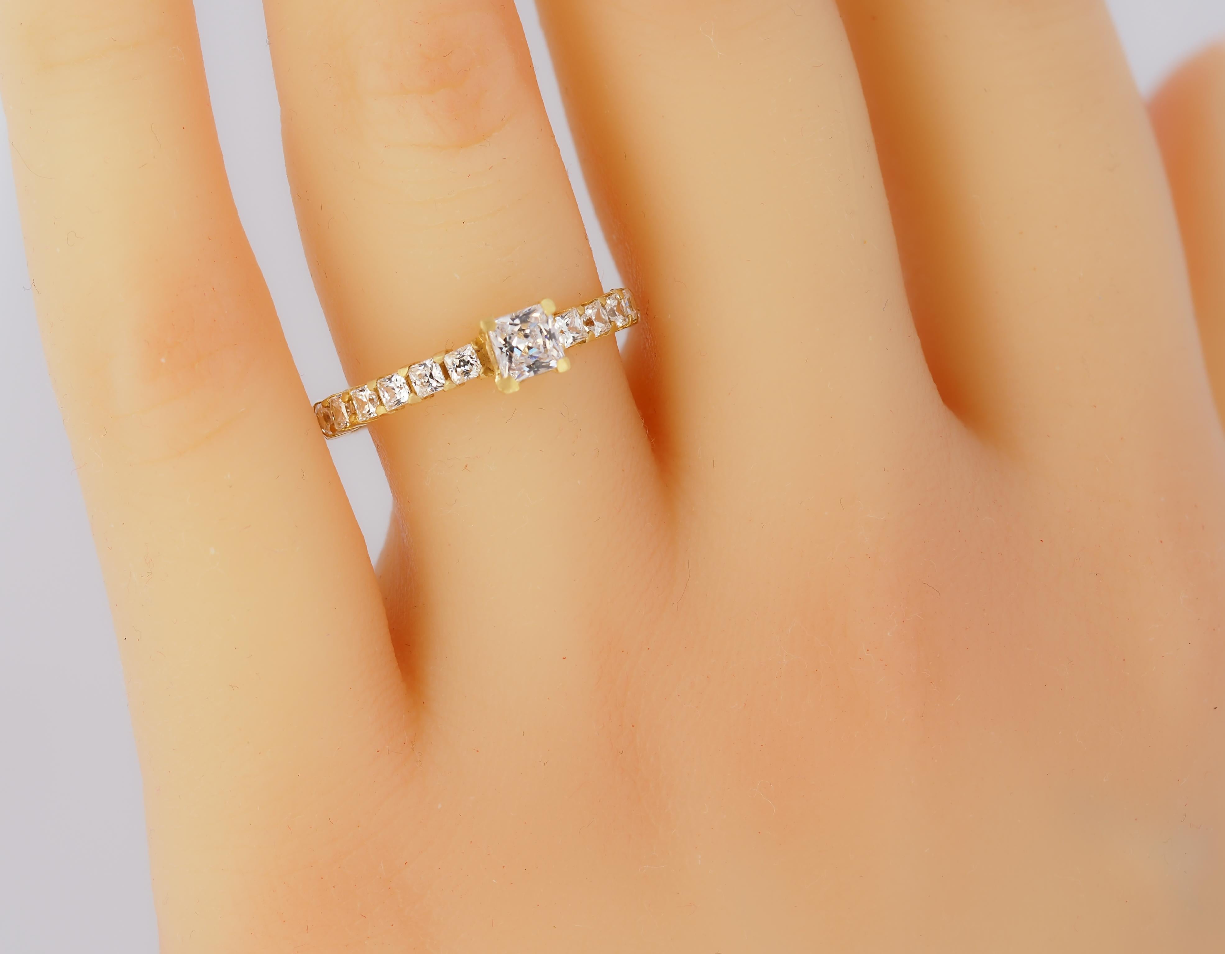 in vendita:  Anello di fidanzamento per l'eternità con moissanite princess da 0,5 carati in oro 14k 7