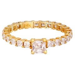 0.5 ct princess moissanite eternity engagement ring in 14k gold. 