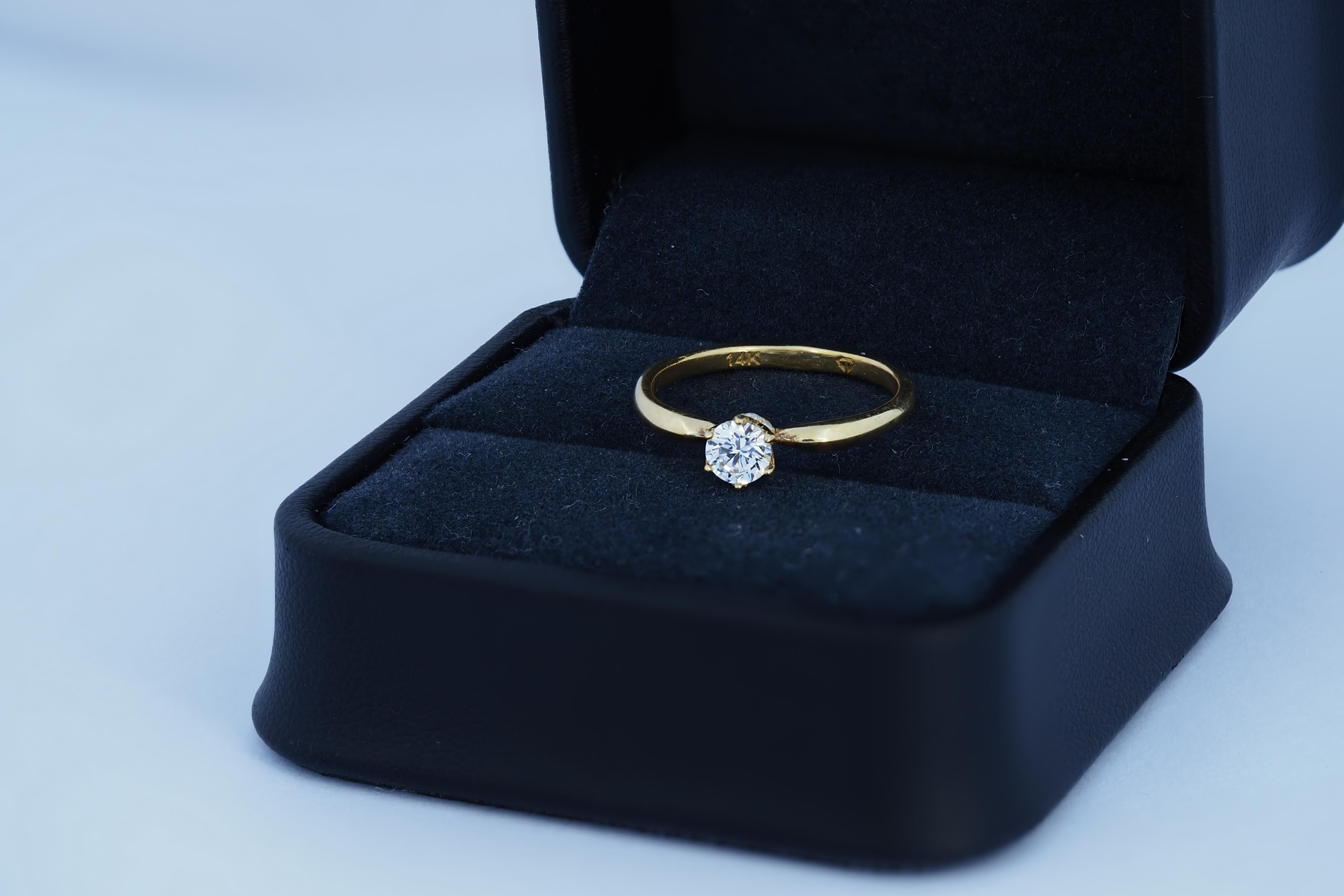 For Sale:  0.5 ct solitaire moissanite 14k gold ring 6