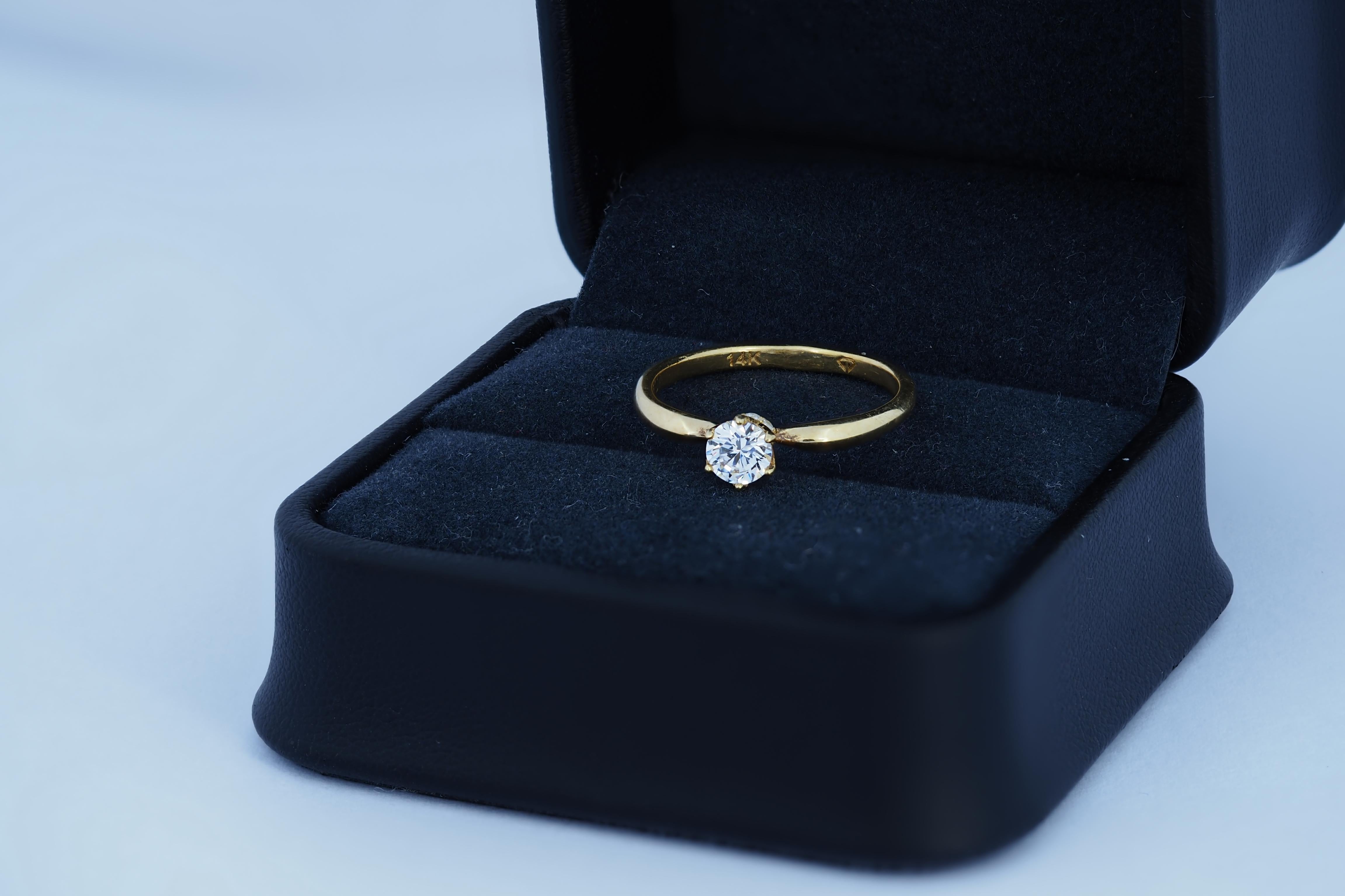 For Sale:  0.5 ct solitaire moissanite 14k gold ring.  7