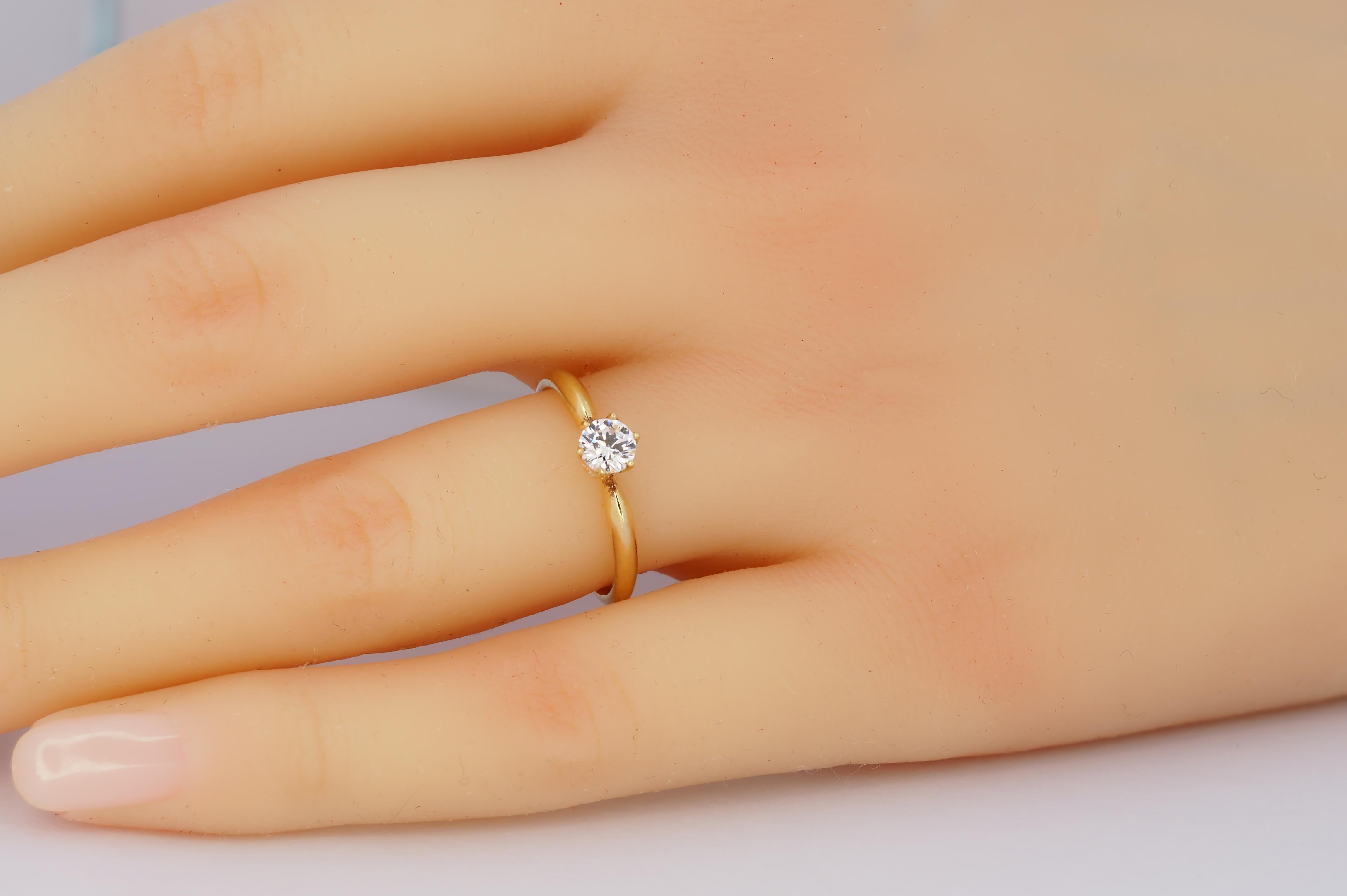 For Sale:  0.5 ct solitaire moissanite 14k gold ring 7
