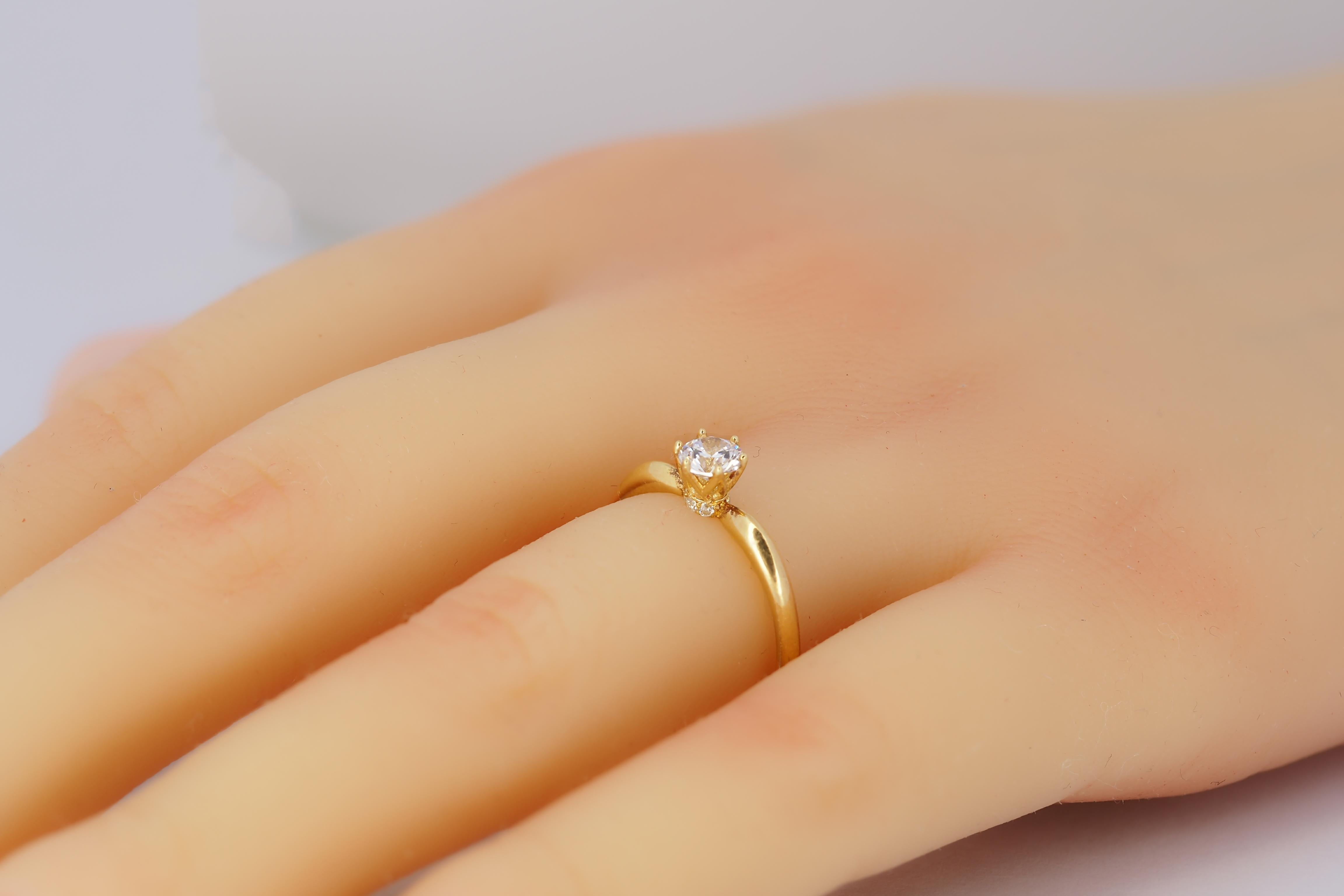 For Sale:  0.5 ct solitaire moissanite 14k gold ring 8