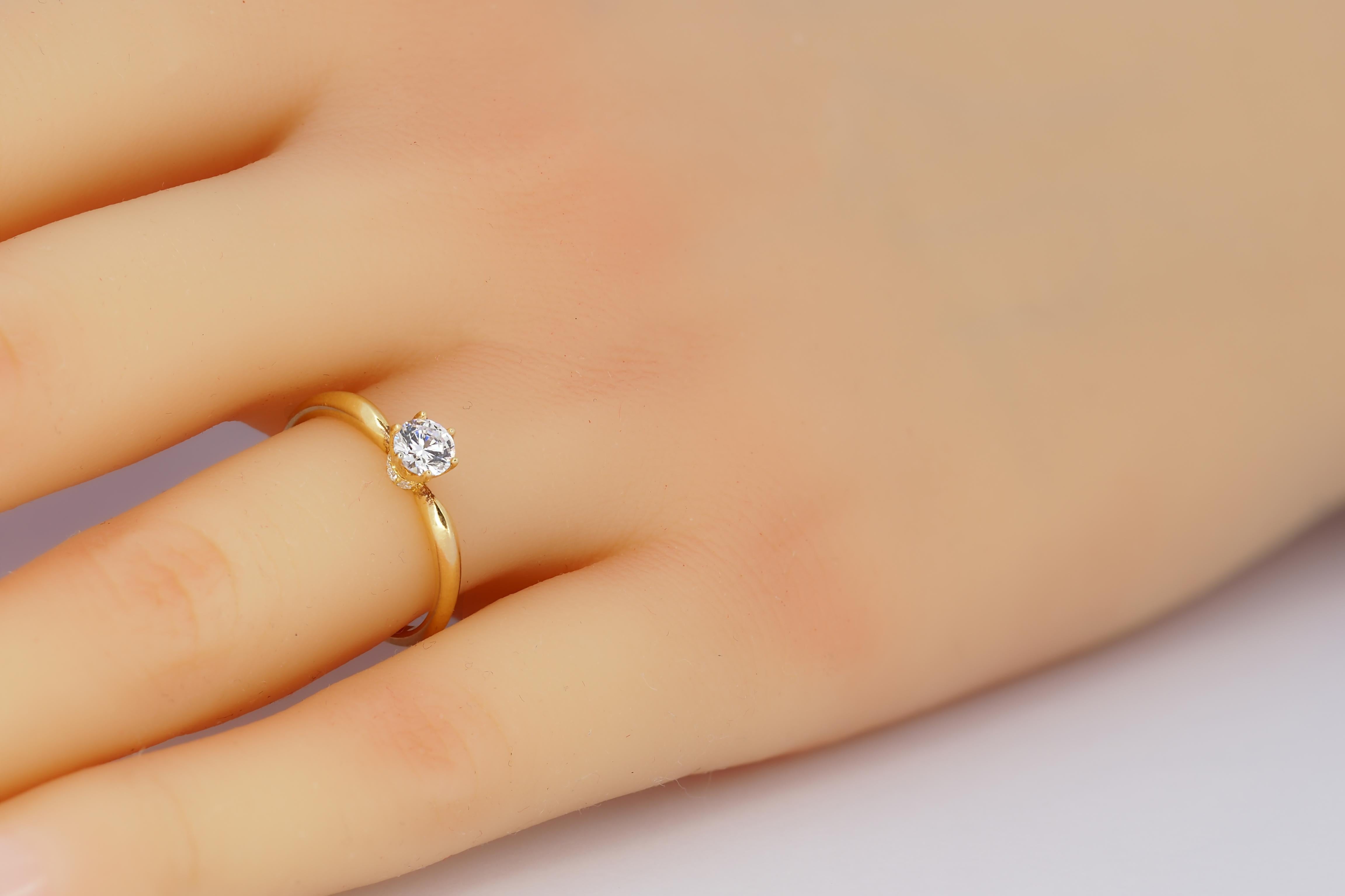 For Sale:  0.5 ct solitaire moissanite 14k gold ring 9