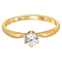 Bague solitaire en or 14 carats avec moissanite 0,5 carat