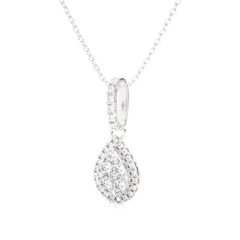 Modern 0.5 ctw Diamond Moonlight Pear Cluster Pendant in 14K White Gold For Sale
