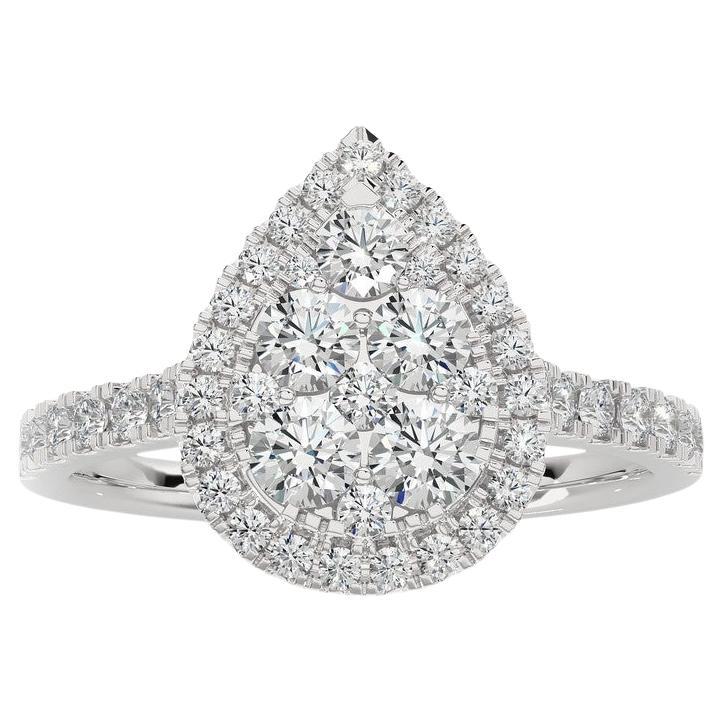 0.5 ctw Diamond Moonlight Pear Cluster Ring in 14K white Gold For Sale