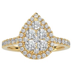 0,5 Karat Diamant Moonlight Birnen-Cluster-Ring aus 14 Karat Gelbgold mit Diamanten