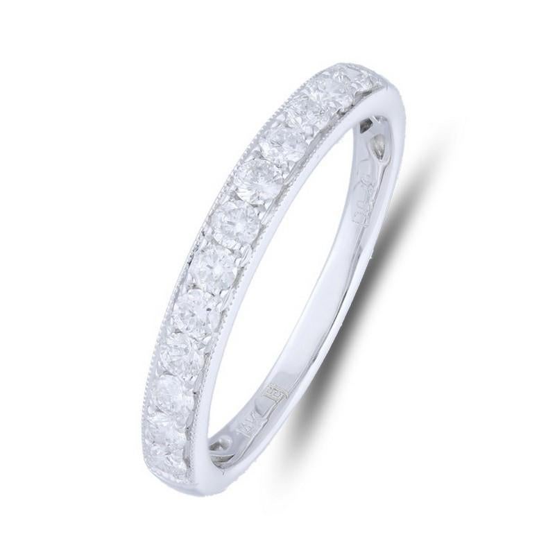 Modern 0.5 ctw Diamond Wedding Band 1981 Classic Collection Ring in 14K White Gold For Sale