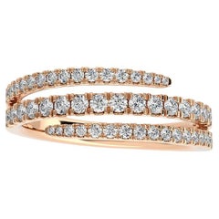 0,5 qt Diamante redondo Oro rosa de 14 quilates Anillo de dedo Bypass delicado