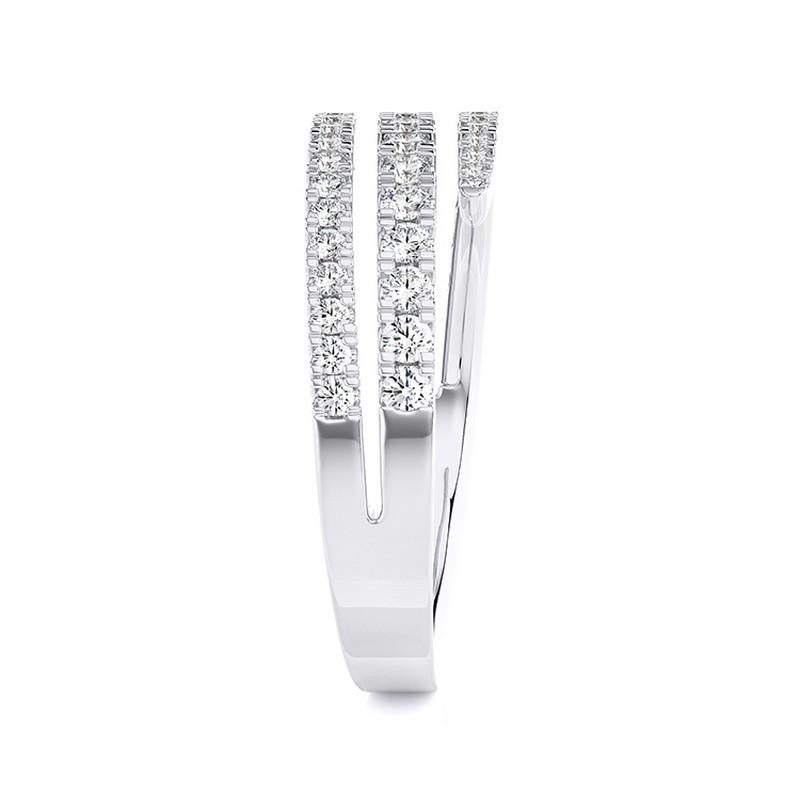 0,5 Karat runder Diamant 14K Weißgold Zarter Bypass- Fingerring (Rundschliff) im Angebot