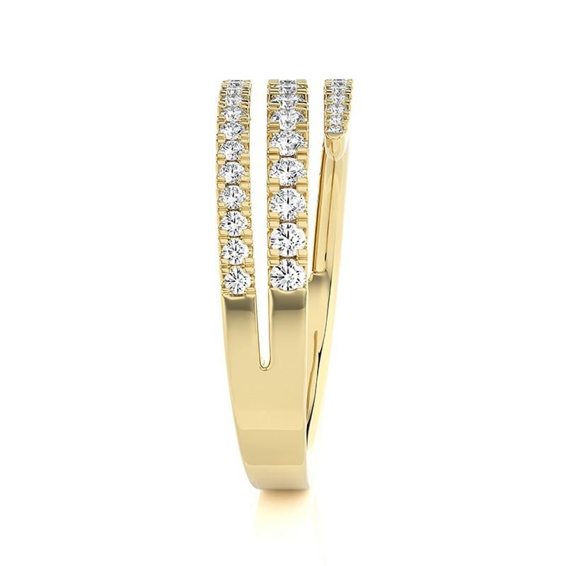0,5 Karat runder Diamant 14K Gelbgold Zarter Bypass- Fingerring (Rundschliff) im Angebot