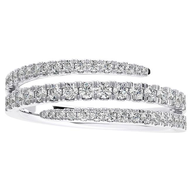 0.5 Ctw round Diamond 18K White Gold Delicate Bypass finger Ring