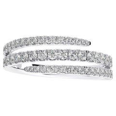0.5 Ctw round Diamond 18K White Gold Delicate Bypass finger Ring